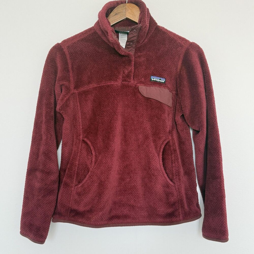Patagonia Fleece Pullover Womens Small Burgundy Re-Tool Snap-T High Pile Warm